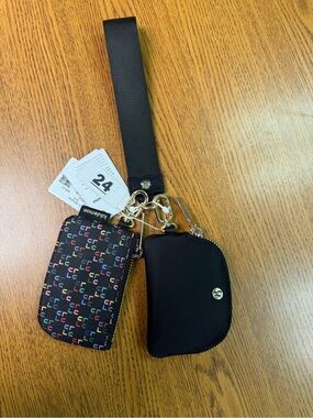 lululemon athletica Black Wristlet Key Pouch with Multicolor Card Case